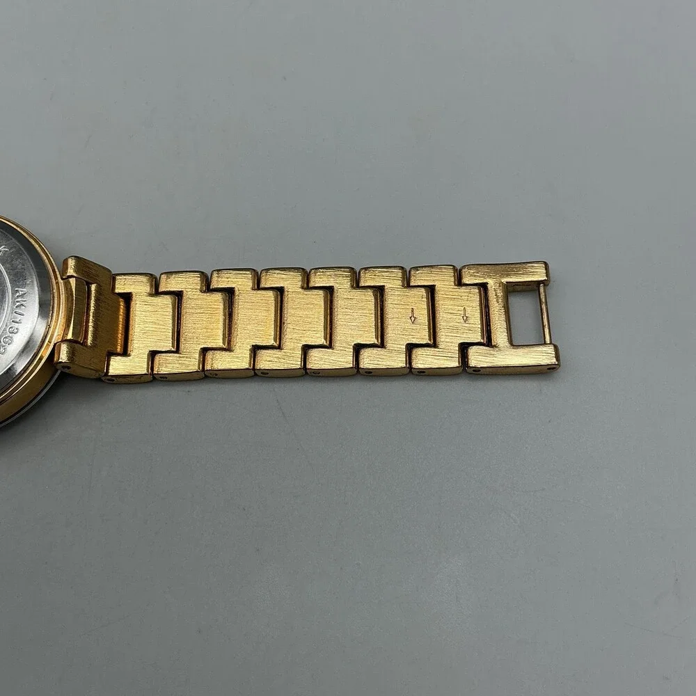 Anne Klein Womens Watch 32mm Champagne Dial Gold Tone Diamond New Battery 7.25